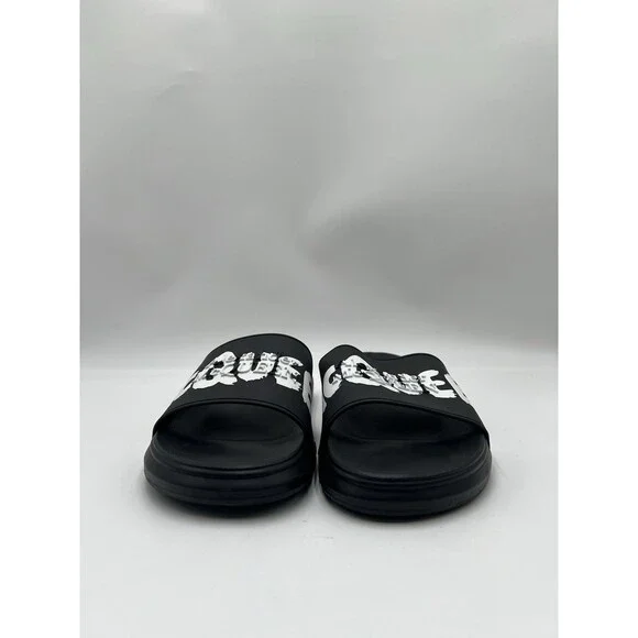 Alexander McQueen Graffiti Logo black rubber pool slide Size 42 M